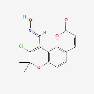 9-chloro-8,8-dimethyl-2-oxo-2H,8H-pyrano[2,3-f]chromene-10-carbaldehyde oxime