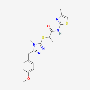 2-{[5-(4-methoxybenzyl)-4-methyl-4H-1,2,4-triazol-3-yl]thio}-N-(4-methyl-1,3-thiazol-2-yl)propanamide