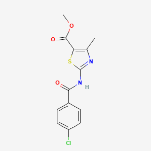 molecular formula C13H11ClN2O3S B5585614 methyl 2-[(4-chlorobenzoyl)amino]-4-methyl-1,3-thiazole-5-carboxylate 