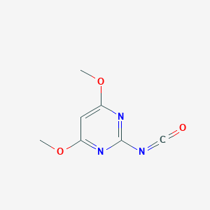 molecular formula C7H7N3O3 B055857 Pyrimidine, 2-isocyanato-4,6-dimethoxy- CAS No. 111284-03-8