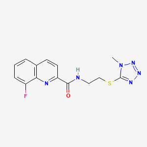 molecular formula C14H13FN6OS B5585783 8-fluoro-N-{2-[(1-methyl-1H-tetrazol-5-yl)thio]ethyl}-2-quinolinecarboxamide 