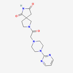 molecular formula C17H22N6O3 B5585791 7-[(4-pyrimidin-2-ylpiperazin-1-yl)acetyl]-2,7-diazaspiro[4.4]nonane-1,3-dione 