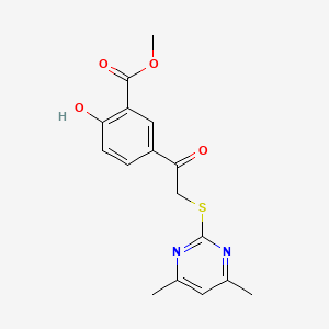 molecular formula C16H16N2O4S B5585826 methyl 5-{[(4,6-dimethyl-2-pyrimidinyl)thio]acetyl}-2-hydroxybenzoate 