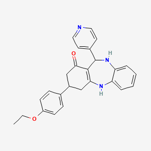 molecular formula C26H25N3O2 B5585868 3-(4-ethoxyphenyl)-11-(4-pyridinyl)-2,3,4,5,10,11-hexahydro-1H-dibenzo[b,e][1,4]diazepin-1-one 