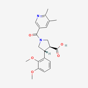 molecular formula C21H24N2O5 B5585880 (3S*,4R*)-4-(2,3-dimethoxyphenyl)-1-[(5,6-dimethylpyridin-3-yl)carbonyl]pyrrolidine-3-carboxylic acid 