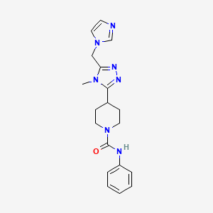 molecular formula C19H23N7O B5585898 4-[5-(1H-imidazol-1-ylmethyl)-4-methyl-4H-1,2,4-triazol-3-yl]-N-phenylpiperidine-1-carboxamide 