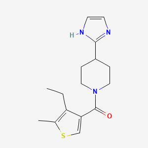 molecular formula C16H21N3OS B5585925 1-[(4-ethyl-5-methyl-3-thienyl)carbonyl]-4-(1H-imidazol-2-yl)piperidine 