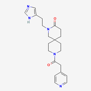 molecular formula C21H27N5O2 B5585935 2-[2-(1H-imidazol-4-yl)ethyl]-9-(pyridin-4-ylacetyl)-2,9-diazaspiro[5.5]undecan-3-one 