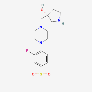 molecular formula C16H24FN3O3S B5585959 3-({4-[2-fluoro-4-(methylsulfonyl)phenyl]-1-piperazinyl}methyl)-3-pyrrolidinol dihydrochloride 