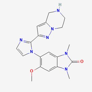 molecular formula C19H21N7O2 B5585972 5-methoxy-1,3-dimethyl-6-[2-(4,5,6,7-tetrahydropyrazolo[1,5-a]pyrazin-2-yl)-1H-imidazol-1-yl]-1,3-dihydro-2H-benzimidazol-2-one hydrochloride 