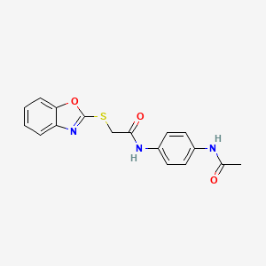 molecular formula C17H15N3O3S B5586048 N-[4-(acetylamino)phenyl]-2-(1,3-benzoxazol-2-ylthio)acetamide 
