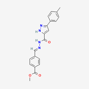 molecular formula C20H18N4O3 B5586054 methyl 4-(2-{[3-(4-methylphenyl)-1H-pyrazol-5-yl]carbonyl}carbonohydrazonoyl)benzoate 