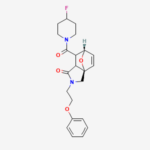 molecular formula C22H25FN2O4 B5586092 (3aR*,6S*)-7-[(4-fluoropiperidin-1-yl)carbonyl]-2-(2-phenoxyethyl)-2,3,7,7a-tetrahydro-3a,6-epoxyisoindol-1(6H)-one 