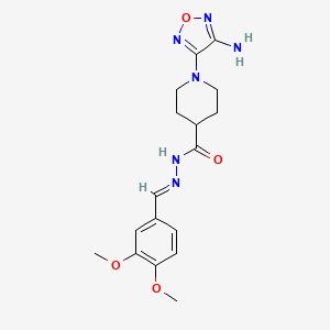 molecular formula C17H22N6O4 B5586125 1-(4-amino-1,2,5-oxadiazol-3-yl)-N'-(3,4-dimethoxybenzylidene)piperidine-4-carbohydrazide 