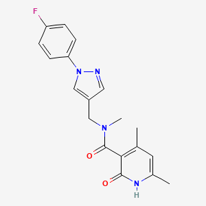 molecular formula C19H19FN4O2 B5586190 N-{[1-(4-fluorophenyl)-1H-pyrazol-4-yl]methyl}-N,4,6-trimethyl-2-oxo-1,2-dihydro-3-pyridinecarboxamide 