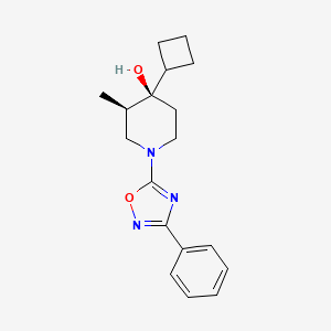 molecular formula C18H23N3O2 B5586274 (3R*,4R*)-4-cyclobutyl-3-methyl-1-(3-phenyl-1,2,4-oxadiazol-5-yl)piperidin-4-ol 