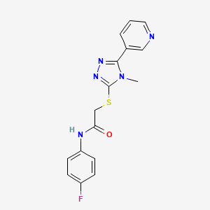 molecular formula C16H14FN5OS B5586297 N-(4-fluorophenyl)-2-{[4-methyl-5-(3-pyridinyl)-4H-1,2,4-triazol-3-yl]thio}acetamide 