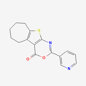 molecular formula C16H14N2O2S B5586307 2-(3-pyridinyl)-6,7,8,9-tetrahydro-4H,5H-cyclohepta[4,5]thieno[2,3-d][1,3]oxazin-4-one 