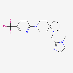 molecular formula C19H24F3N5 B5586313 1-[(1-methyl-1H-imidazol-2-yl)methyl]-8-[5-(trifluoromethyl)-2-pyridinyl]-1,8-diazaspiro[4.5]decane 