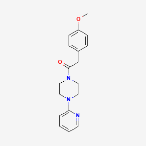 molecular formula C18H21N3O2 B5586354 1-[(4-methoxyphenyl)acetyl]-4-(2-pyridinyl)piperazine 