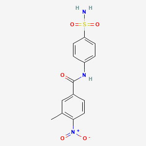 molecular formula C14H13N3O5S B5586379 N-[4-(aminosulfonyl)phenyl]-3-methyl-4-nitrobenzamide 
