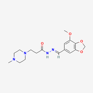 molecular formula C17H24N4O4 B5586390 N'-[(7-methoxy-1,3-benzodioxol-5-yl)methylene]-3-(4-methyl-1-piperazinyl)propanohydrazide 