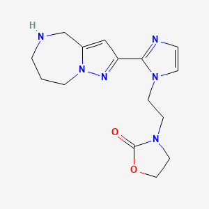 molecular formula C15H20N6O2 B5586396 3-{2-[2-(5,6,7,8-tetrahydro-4H-pyrazolo[1,5-a][1,4]diazepin-2-yl)-1H-imidazol-1-yl]ethyl}-1,3-oxazolidin-2-one dihydrochloride 