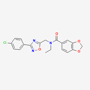 molecular formula C19H16ClN3O4 B5586398 N-{[3-(4-chlorophenyl)-1,2,4-oxadiazol-5-yl]methyl}-N-ethyl-1,3-benzodioxole-5-carboxamide 