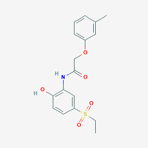 molecular formula C17H19NO5S B5586402 N-[5-(ethylsulfonyl)-2-hydroxyphenyl]-2-(3-methylphenoxy)acetamide 