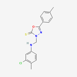 molecular formula C17H16ClN3OS B5586430 3-{[(3-chloro-4-methylphenyl)amino]methyl}-5-(4-methylphenyl)-1,3,4-oxadiazole-2(3H)-thione 