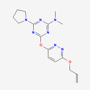 molecular formula C16H21N7O2 B5586438 4-{[6-(allyloxy)-3-pyridazinyl]oxy}-N,N-dimethyl-6-(1-pyrrolidinyl)-1,3,5-triazin-2-amine 