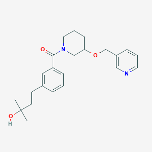molecular formula C23H30N2O3 B5586492 2-methyl-4-(3-{[3-(3-pyridinylmethoxy)-1-piperidinyl]carbonyl}phenyl)-2-butanol 