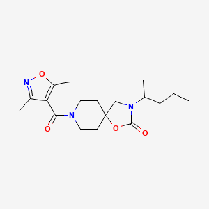 molecular formula C18H27N3O4 B5586505 8-[(3,5-dimethylisoxazol-4-yl)carbonyl]-3-(1-methylbutyl)-1-oxa-3,8-diazaspiro[4.5]decan-2-one 