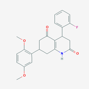 molecular formula C23H22FNO4 B5586510 7-(2,5-dimethoxyphenyl)-4-(2-fluorophenyl)-4,6,7,8-tetrahydro-2,5(1H,3H)-quinolinedione 