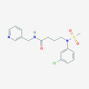 molecular formula C17H20ClN3O3S B5586557 4-[(3-chlorophenyl)(methylsulfonyl)amino]-N-(3-pyridinylmethyl)butanamide 