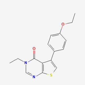 molecular formula C16H16N2O2S B5586610 5-(4-ethoxyphenyl)-3-ethylthieno[2,3-d]pyrimidin-4(3H)-one 