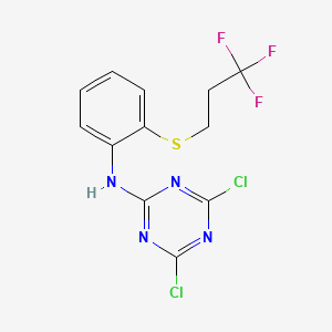 molecular formula C12H9Cl2F3N4S B5586612 4,6-dichloro-N-{2-[(3,3,3-trifluoropropyl)thio]phenyl}-1,3,5-triazin-2-amine 
