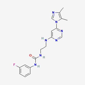 molecular formula C18H20FN7O B5586617 N-(2-{[6-(4,5-dimethyl-1H-imidazol-1-yl)-4-pyrimidinyl]amino}ethyl)-N'-(3-fluorophenyl)urea 