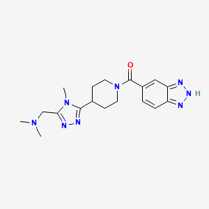 molecular formula C18H24N8O B5586628 ({5-[1-(1H-1,2,3-benzotriazol-5-ylcarbonyl)piperidin-4-yl]-4-methyl-4H-1,2,4-triazol-3-yl}methyl)dimethylamine 