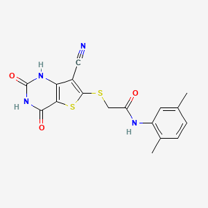 molecular formula C17H14N4O3S2 B5586635 2-[(7-cyano-4-hydroxy-2-oxo-1,2-dihydrothieno[3,2-d]pyrimidin-6-yl)thio]-N-(2,5-dimethylphenyl)acetamide 