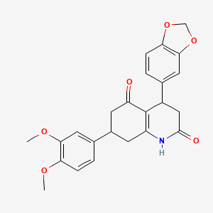molecular formula C24H23NO6 B5586667 4-(1,3-benzodioxol-5-yl)-7-(3,4-dimethoxyphenyl)-4,6,7,8-tetrahydro-2,5(1H,3H)-quinolinedione 