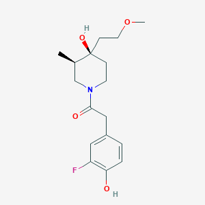 molecular formula C17H24FNO4 B5586734 (3R*,4R*)-1-[(3-fluoro-4-hydroxyphenyl)acetyl]-4-(2-methoxyethyl)-3-methylpiperidin-4-ol 