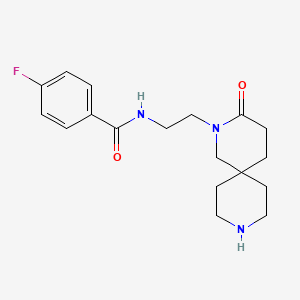 4-fluoro-N-[2-(3-oxo-2,9-diazaspiro[5.5]undec-2-yl)ethyl]benzamide hydrochloride