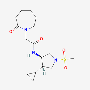 molecular formula C16H27N3O4S B5586761 N-[(3R*,4S*)-4-cyclopropyl-1-(methylsulfonyl)-3-pyrrolidinyl]-2-(2-oxo-1-azepanyl)acetamide 