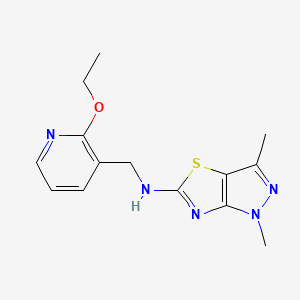 molecular formula C14H17N5OS B5586769 N-[(2-ethoxypyridin-3-yl)methyl]-1,3-dimethyl-1H-pyrazolo[3,4-d][1,3]thiazol-5-amine 