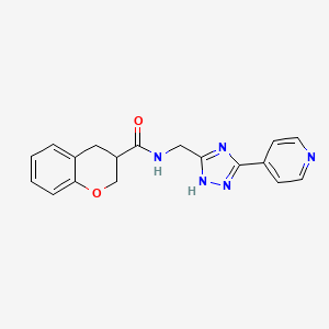 molecular formula C18H17N5O2 B5586791 N-[(3-pyridin-4-yl-1H-1,2,4-triazol-5-yl)methyl]chromane-3-carboxamide 