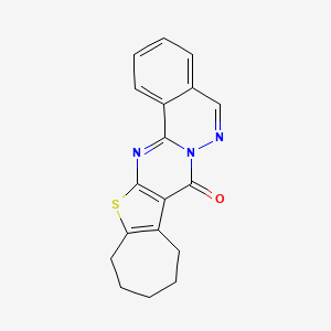 molecular formula C18H15N3OS B5586794 10,11,12,13-tetrahydro-8H,9H-cyclohepta[4',5']thieno[2',3':4,5]pyrimido[2,1-a]phthalazin-8-one 