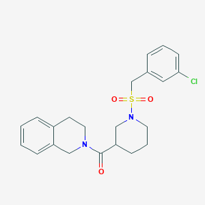 molecular formula C22H25ClN2O3S B5586799 2-({1-[(3-chlorobenzyl)sulfonyl]-3-piperidinyl}carbonyl)-1,2,3,4-tetrahydroisoquinoline 