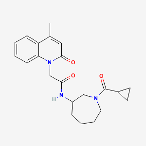 molecular formula C22H27N3O3 B5586841 N-[1-(cyclopropylcarbonyl)azepan-3-yl]-2-(4-methyl-2-oxoquinolin-1(2H)-yl)acetamide 