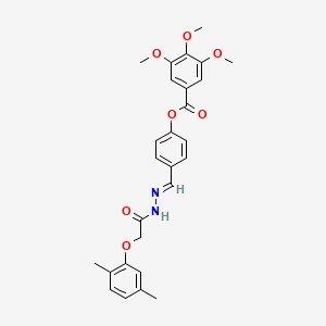 molecular formula C27H28N2O7 B5586860 4-{2-[(2,5-dimethylphenoxy)acetyl]carbonohydrazonoyl}phenyl 3,4,5-trimethoxybenzoate 
